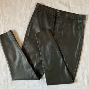 Zara faux leather ankle zip black pants women’s US large pleather clean cut